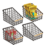 Rangement métal poignée bambou