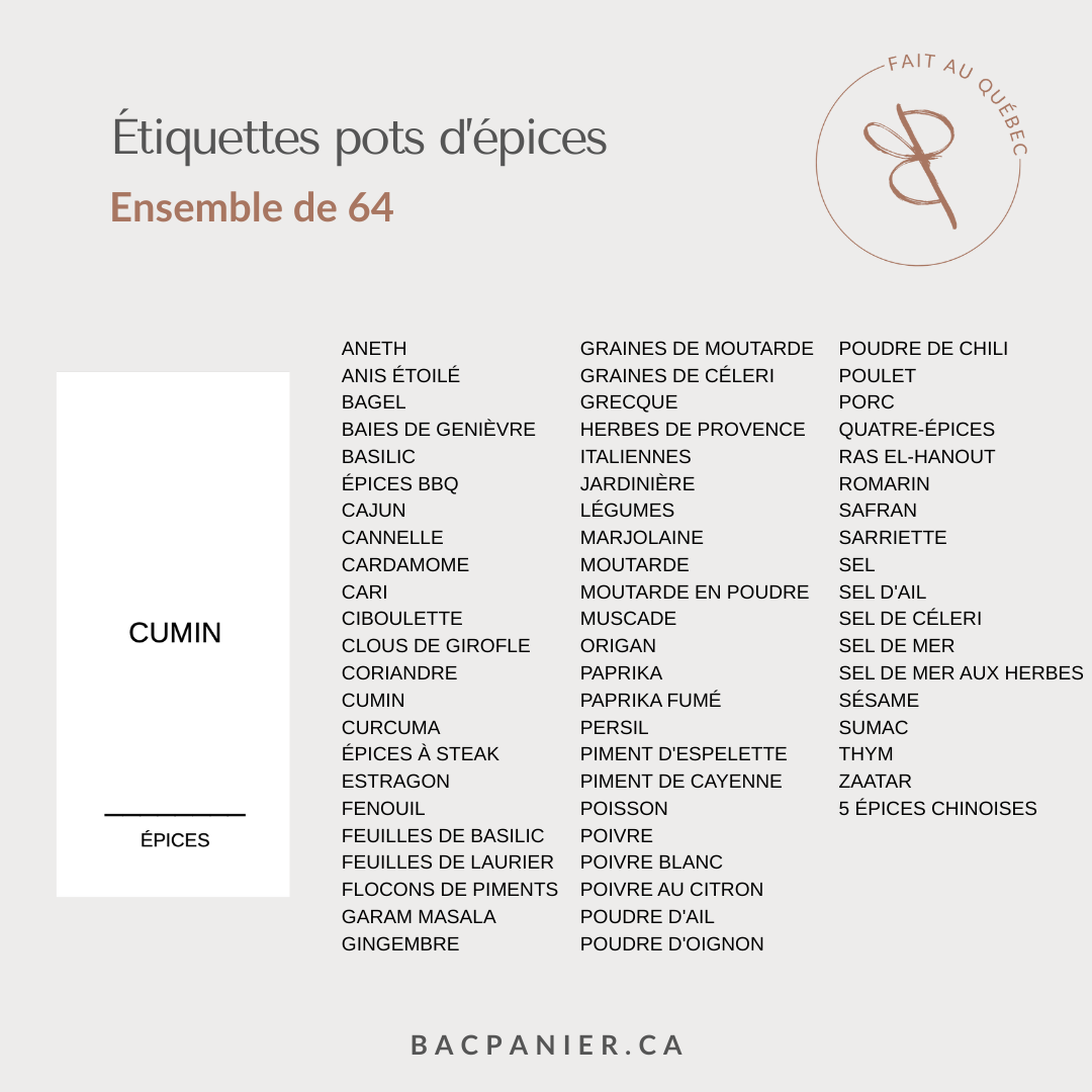 Rectangular spice labels - French only