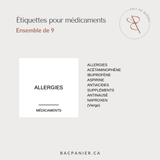 Étiquettes pour médicaments