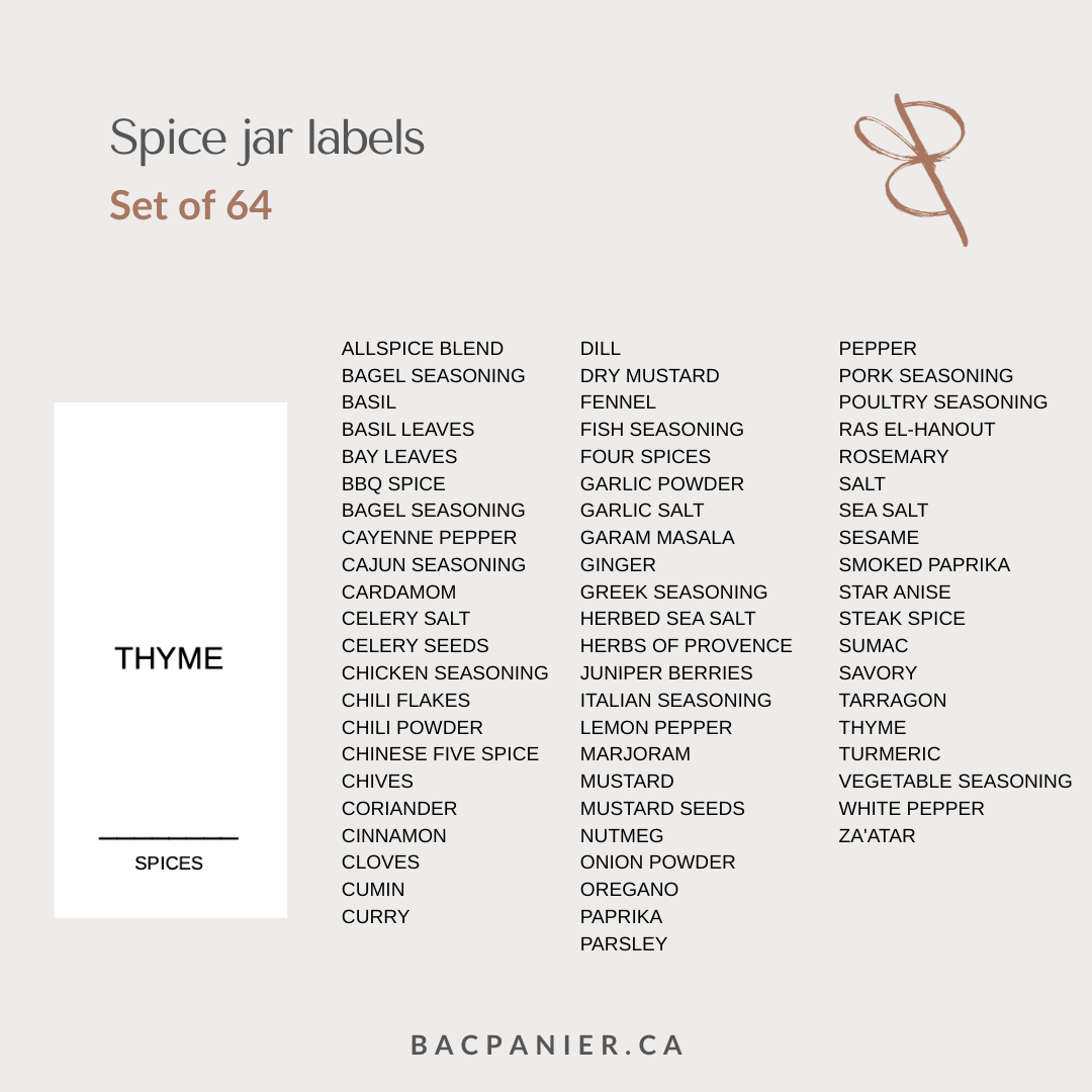Étiquettes rectangles pour épices