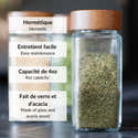 Bocaux à épices En Verre 6x 150 Ml Avec Couvercle En Bois - Hermétiques, Sans BPA, Empilables, Pour Herbes Et Condiments - 6