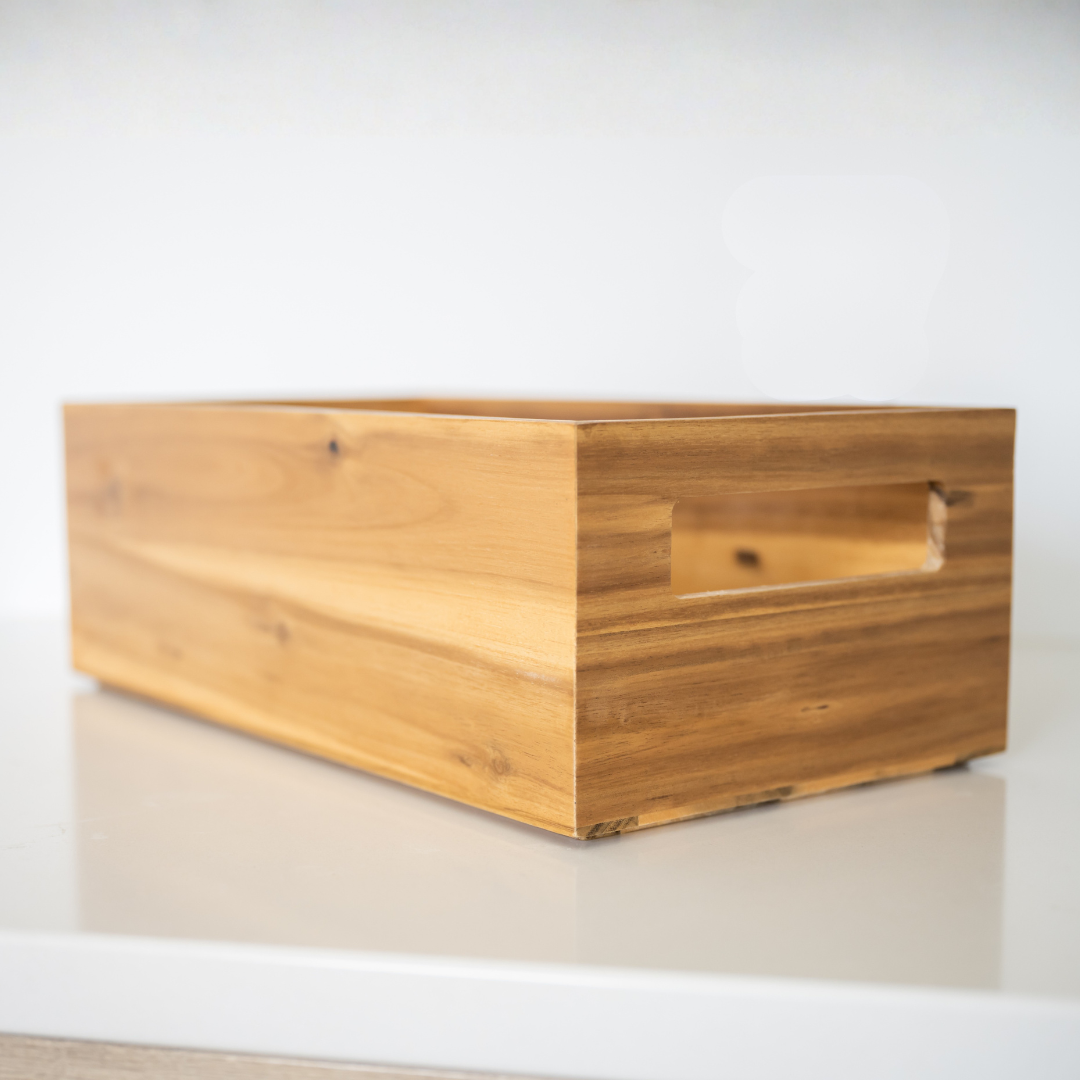 acacia storage bin